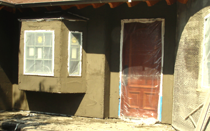 Front of house during remodeling